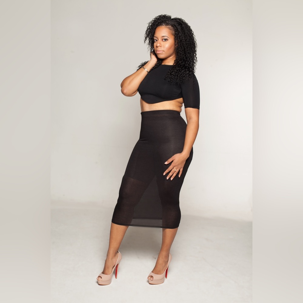 Sheer Cover Up Midi High Waisted Skirt